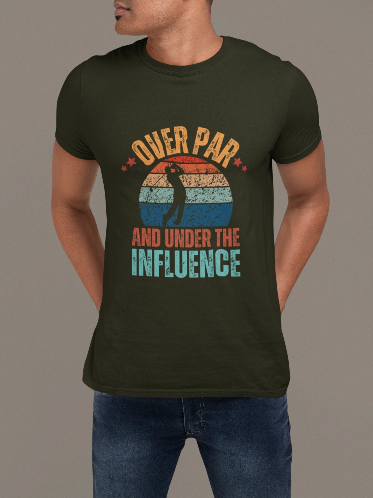 Over Par and Under the Influence – Funny Drunk Golfer T-shirt