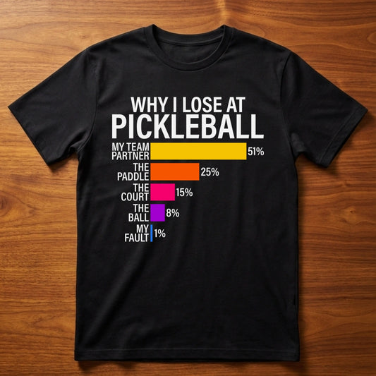 Why I Lose at Pickleball – Chart-Based Funny Graphic Tee